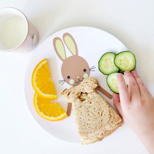 Little Me Bunny Plate with Heart Dress Sandwich Cutter - Making Meal time fun