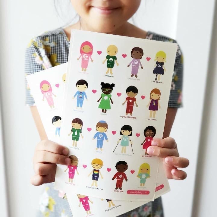 Little Girl Holding Little Me Inclusive Personalized Stickers