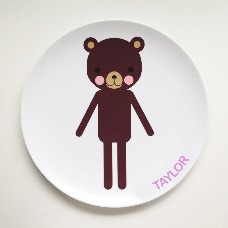 Personalized Dylbug Bear Plate with your child's name. Making meal time fun and stress free for active kids and picky eaters.