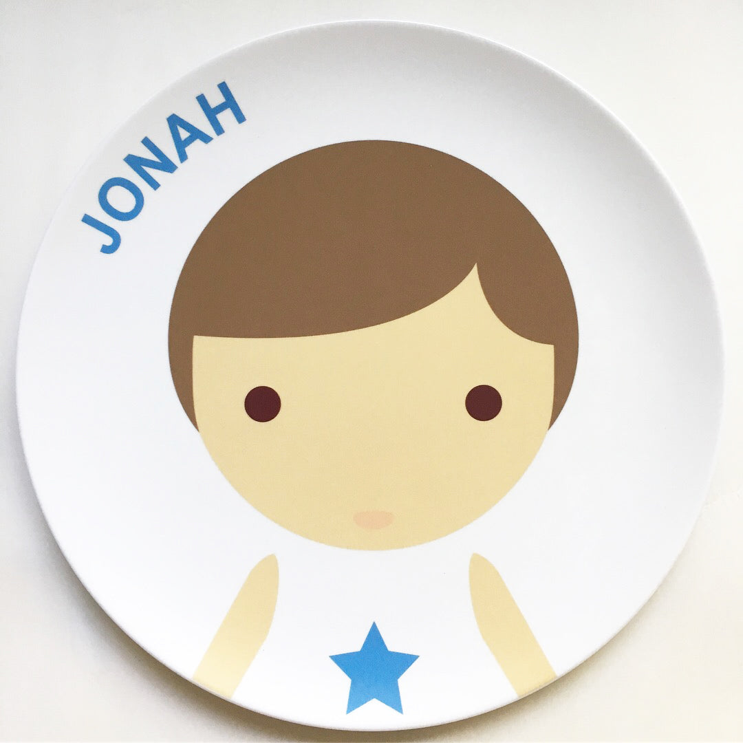 Dylbug personalized Little Me Face Plate in blue.