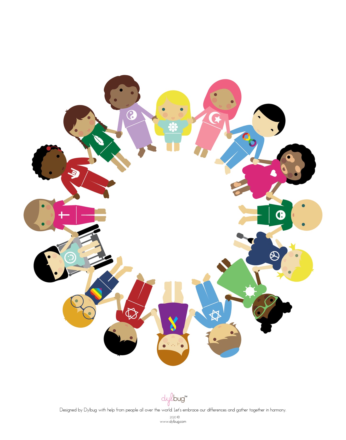 Harmony Design Poster for kids - Embracing our differences and gathering together with love is what this design means to me. I hope it opens discussions with your children about diversity, acceptance, and inclusion.