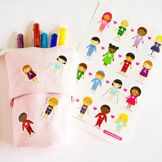 Harmony Kids Sticker Sheet - This sticker sheet has 16 positive and empowering affirmations for kids to help develop high self-esteem and confidence.