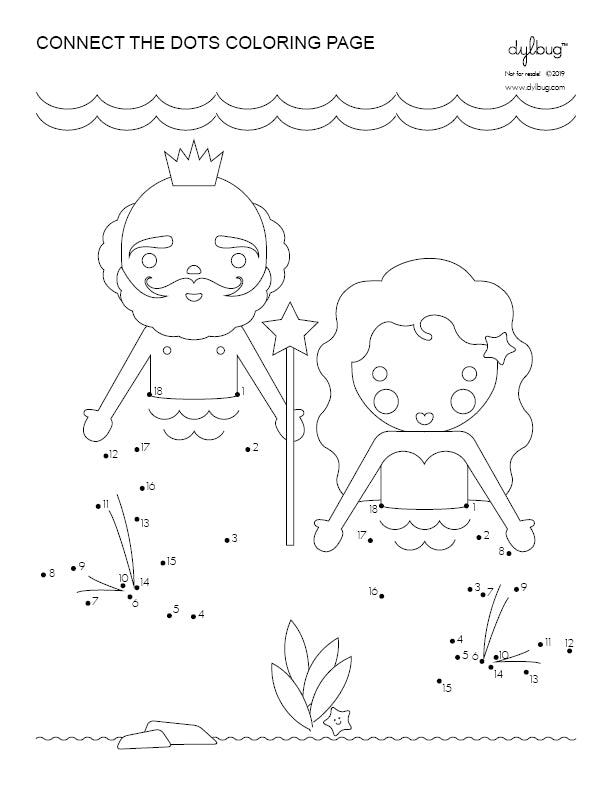 Mermaid Connect The Dots Printable – Dylbug Shop