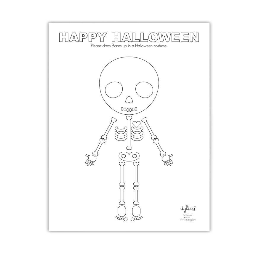 Dylbug Halloween Skeleton Coloring Page