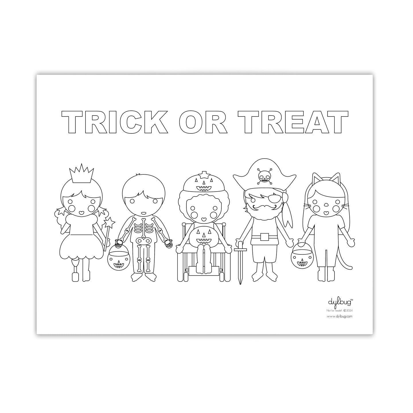 Dylbug Trick or Treat Kids Halloween Coloring Page