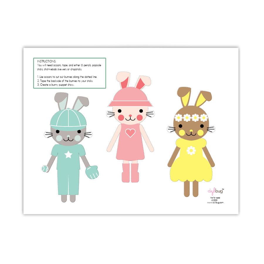 Bunny Pencil Puppets Printable by Dylbug