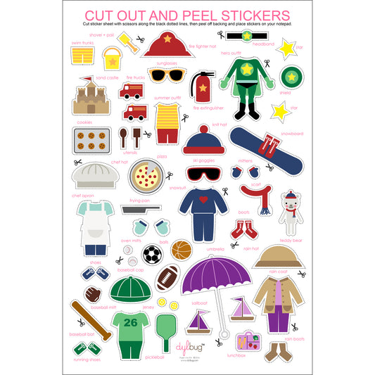 Dylbug Paper Dolls Sticker Sheet perfect for the creative sticker loving kid in your life