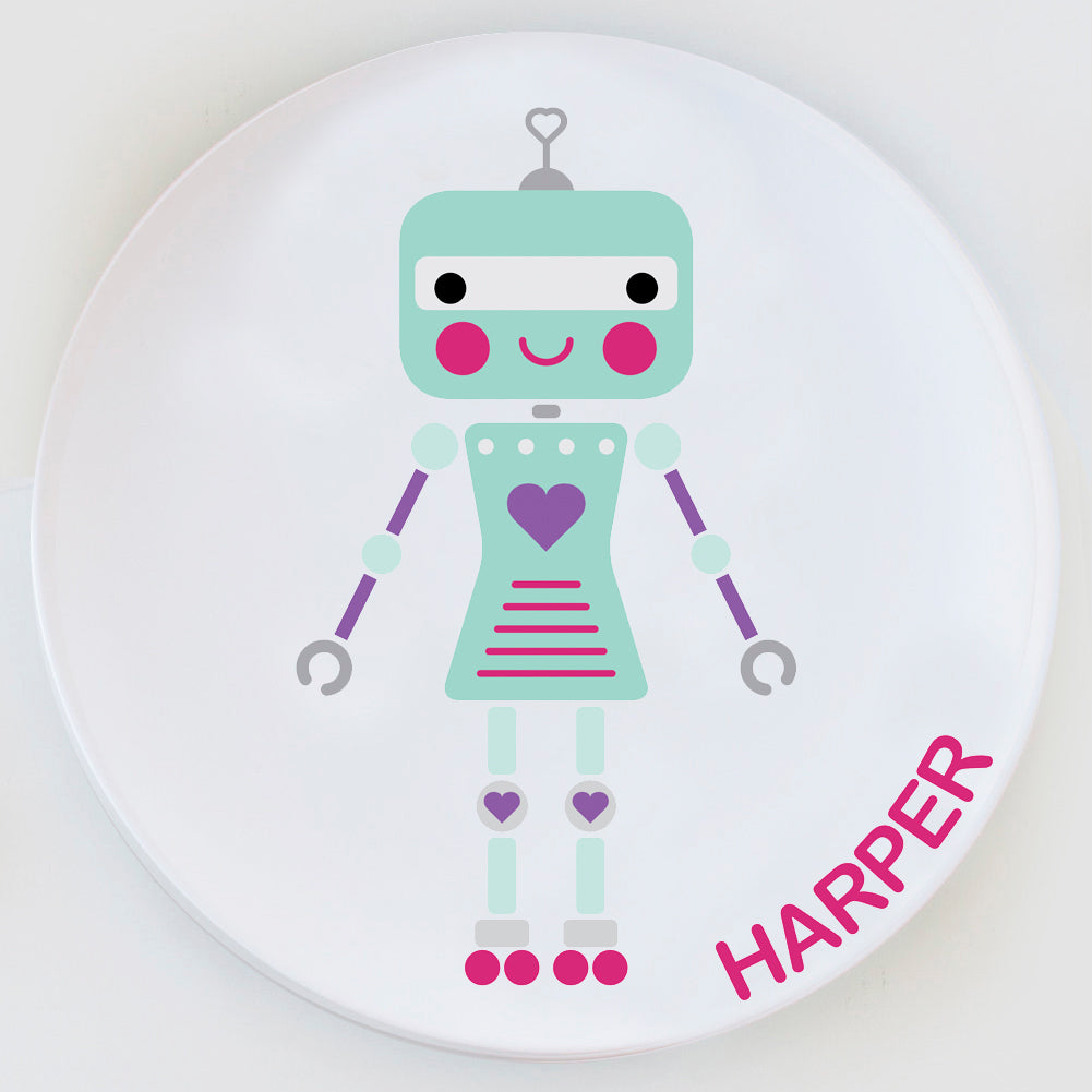Dylbug Robot Girl Plate. Making mealtimes fun for kids of all ages.