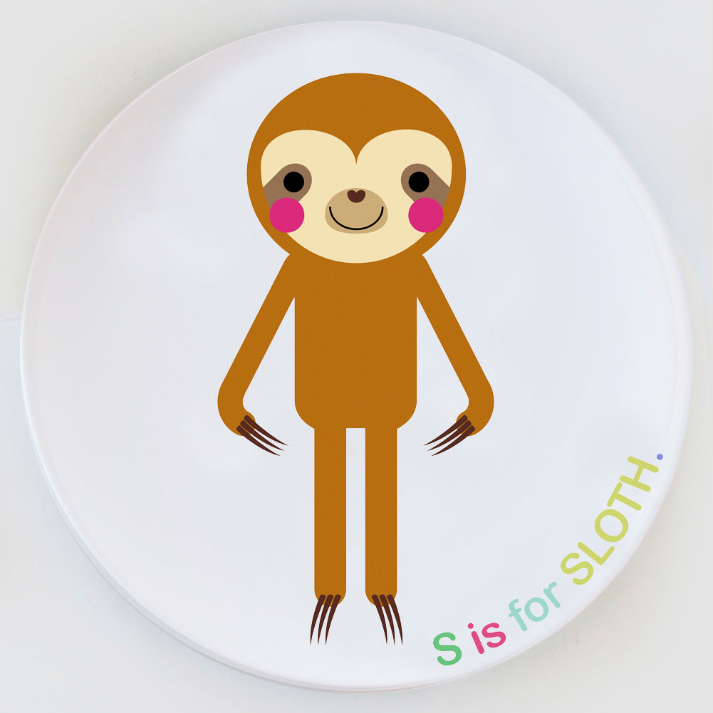 Dylbug Sloth Plate with custom S is for Sloth design