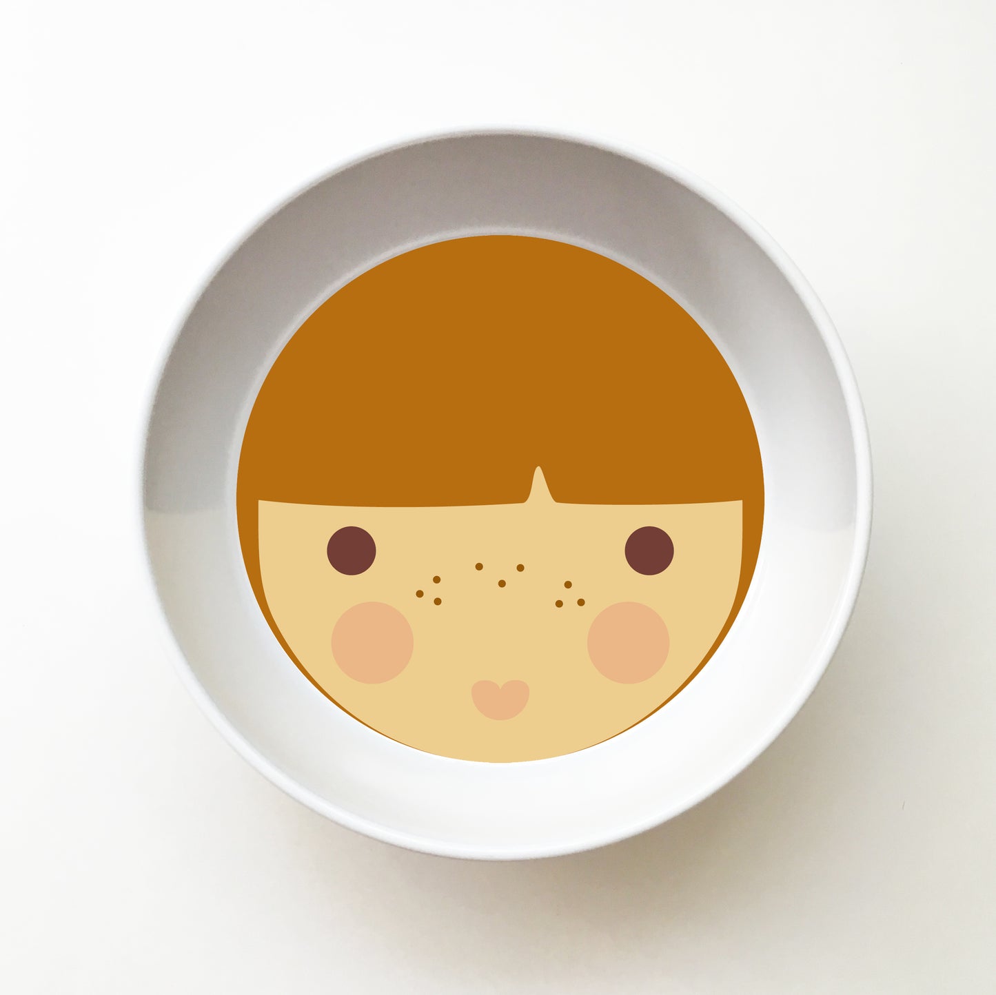 Dylbug litlle me girl face plate with short hair and freckles perfect bowl for the kids in your life