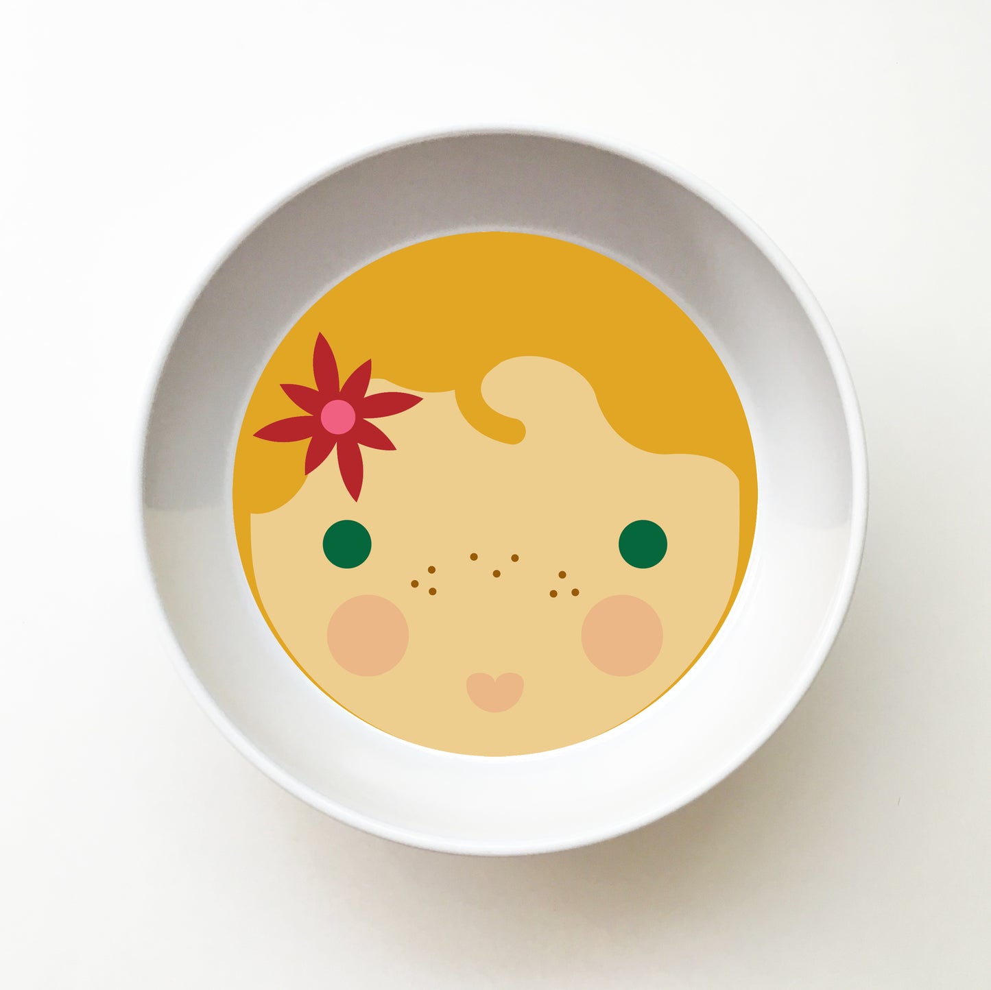 Dylbug little me Mermaid bowl with red hair flower. Customize to look just like the little girl in your life.