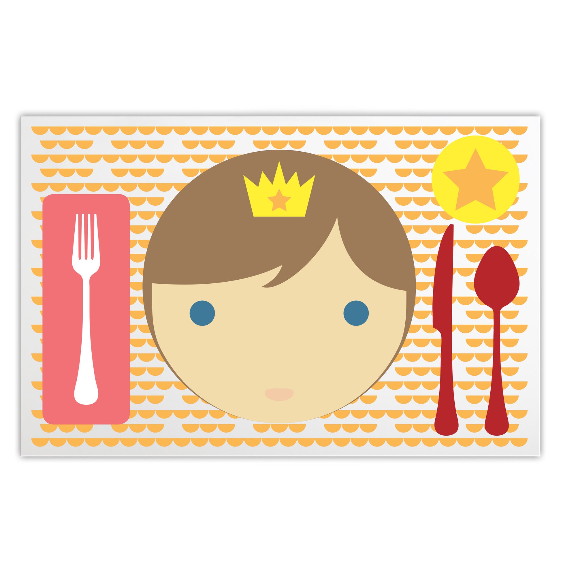 front of personalized Dylbug little me merman placemat in red