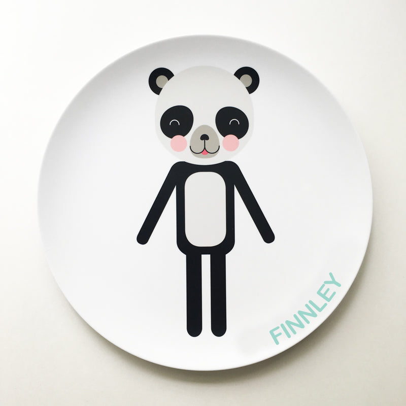 Personalized Dylbug Panda Plate with your child's name. Making meal time fun and stress free for active kids and picky eaters.