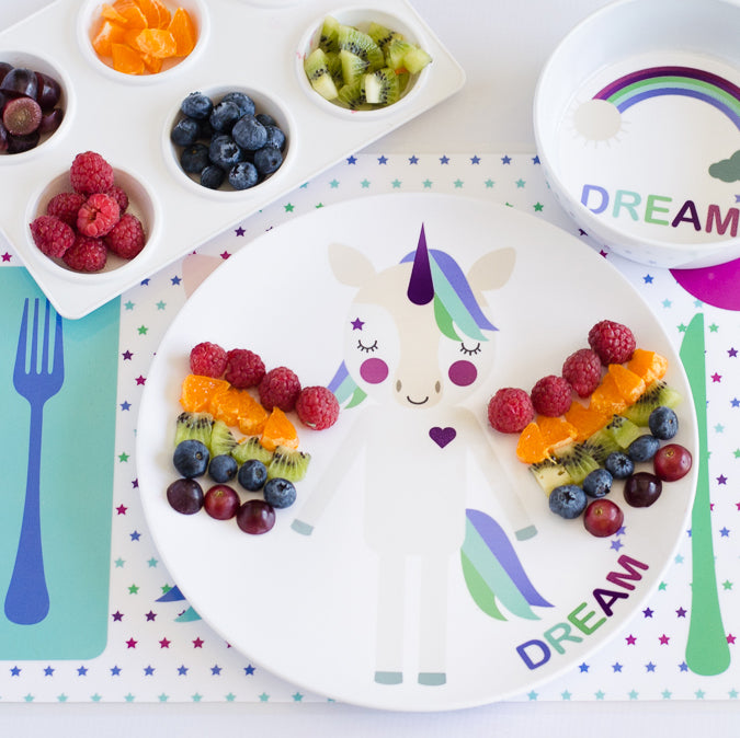 Blue Unicorn Plate for Kids by Dylbug