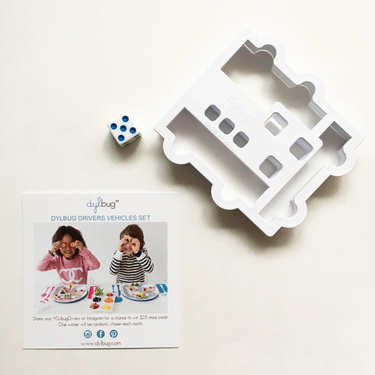 Dylbug custom vehicle food cutter. perfect to keep active kids and picky eaters alike engaged and having fun at mealtime.