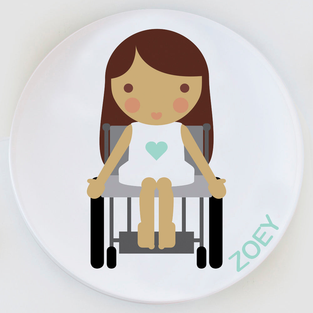 Personalized plate with girl with wheelchair