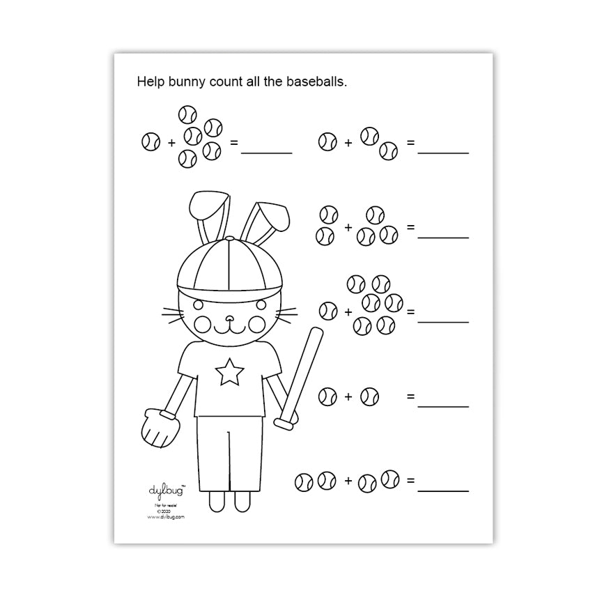 Counting Math Baseball Printable by Dylbug