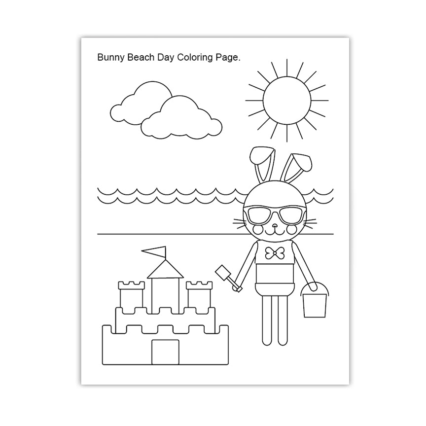 Bunny Beach Coloring Printable by Dylbug