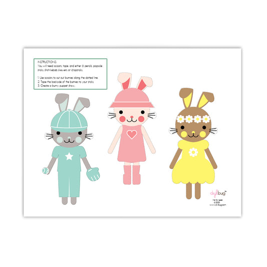 Bunny Pencil Puppets Printable by Dylbug