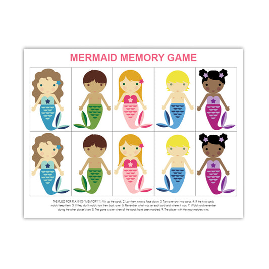 Mermaid Memory Game Printable by Dylbug