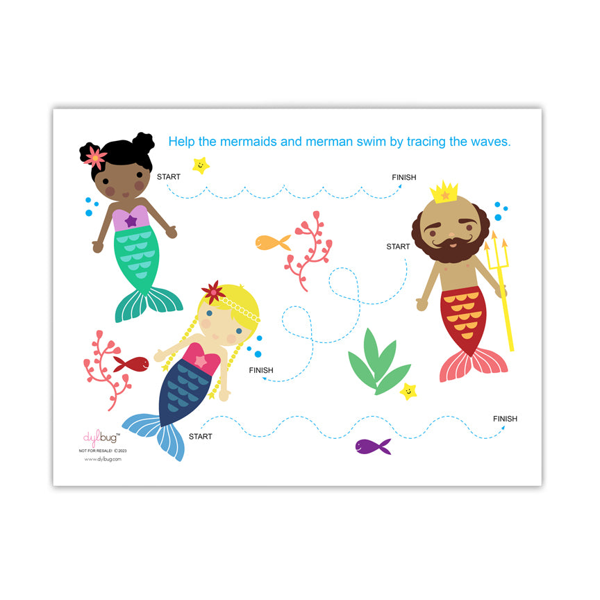 Mermaid Tracing Printable by Dylbug