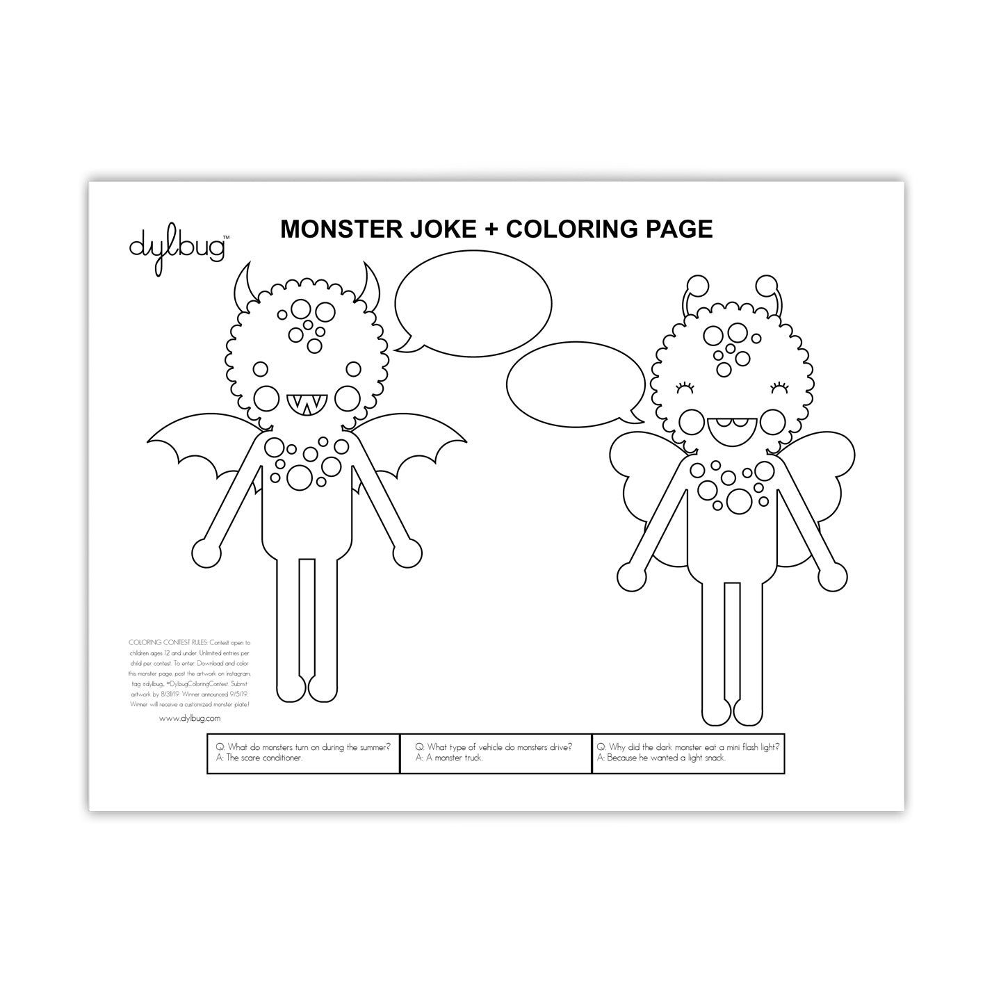 Monster Coloring Printable by Dylbug