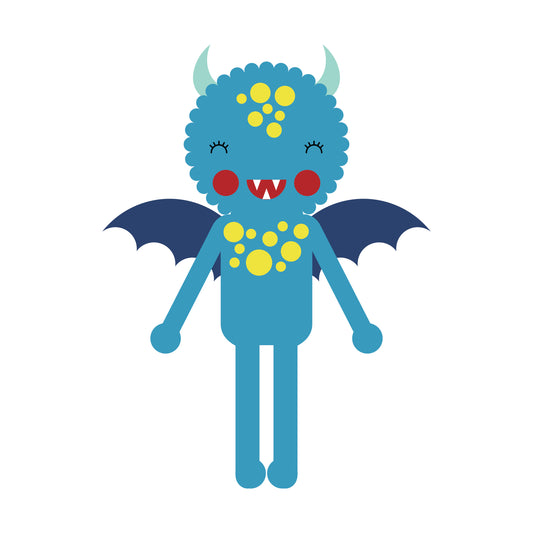 Dylbug Personalized Monster Placemat in Blue. Perfect for meal time fun and creativity.