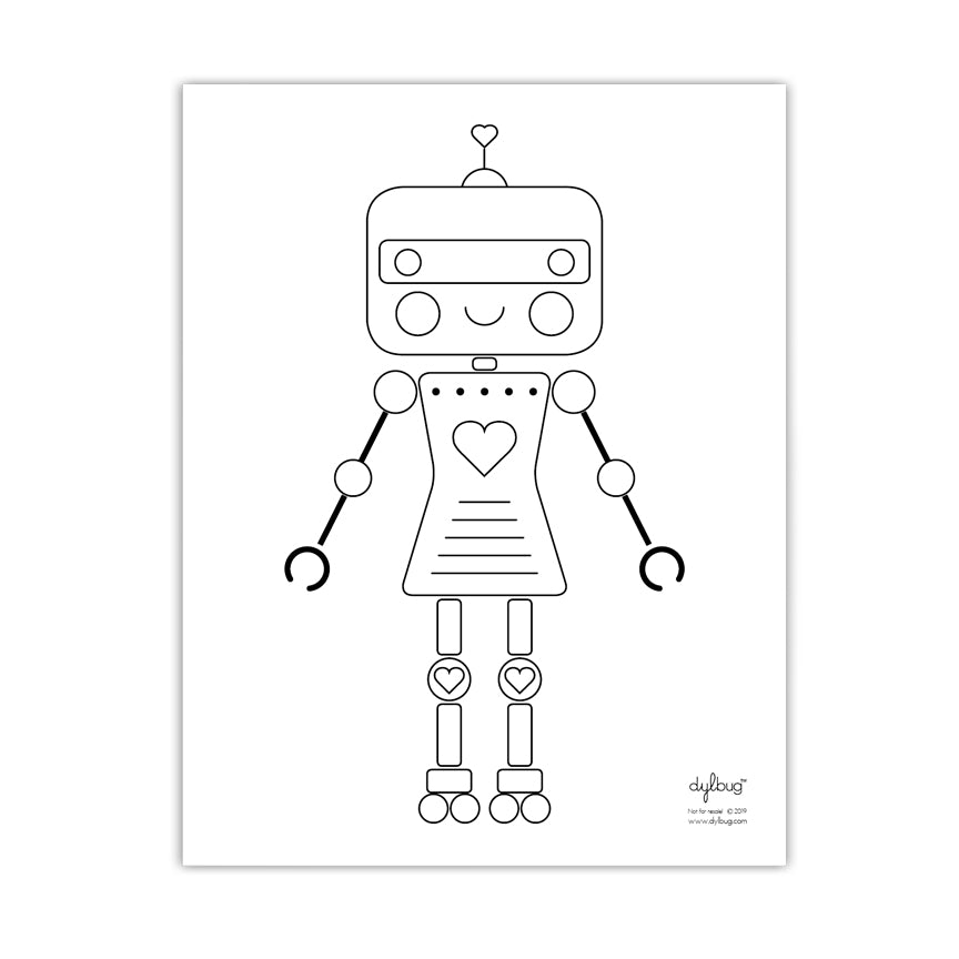 Robot Coloring Page Printable by Dylbug
